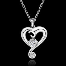 silver plated chain heart white stone necklaces pendants for women men jewelry smtn03 J4U66