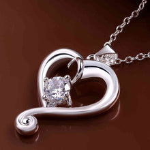 silver plated chain heart white stone necklaces pendants for women men jewelry smtn03 J4U66