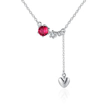 silver plated chain red stone heart necklaces pendants for women men jewelry smtn522 J4U66