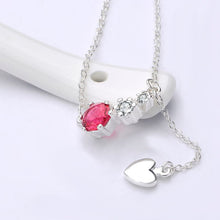 silver plated chain red stone heart necklaces pendants for women men jewelry smtn522 J4U66