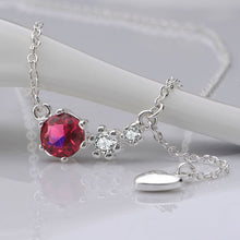 silver plated chain red stone heart necklaces pendants for women men jewelry smtn522 J4U66
