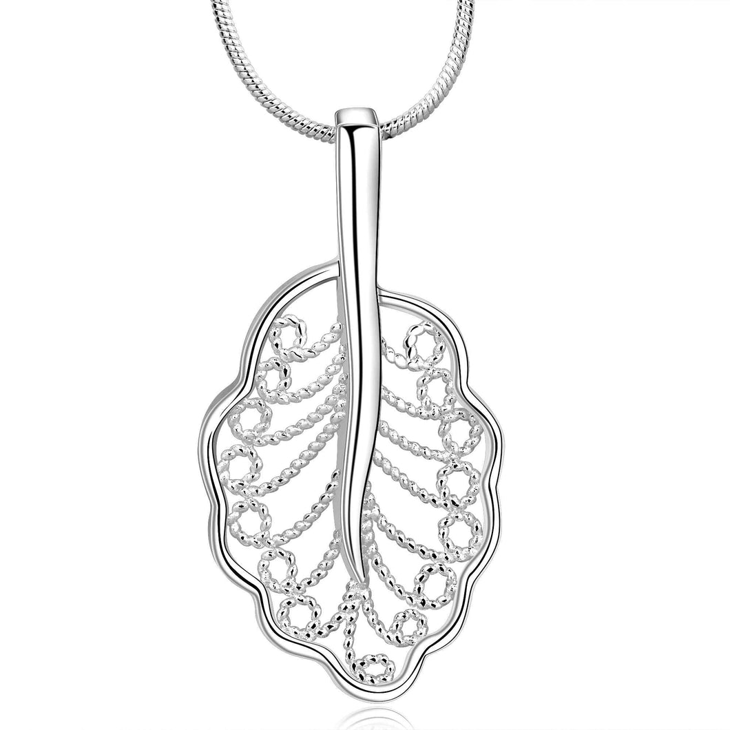silver plated chain shuye leaf necklaces pendants for women men jewelry smtn J4U66