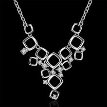 silver plated chain squares web all necklaces pendants for women men jewelry smtn J4U66