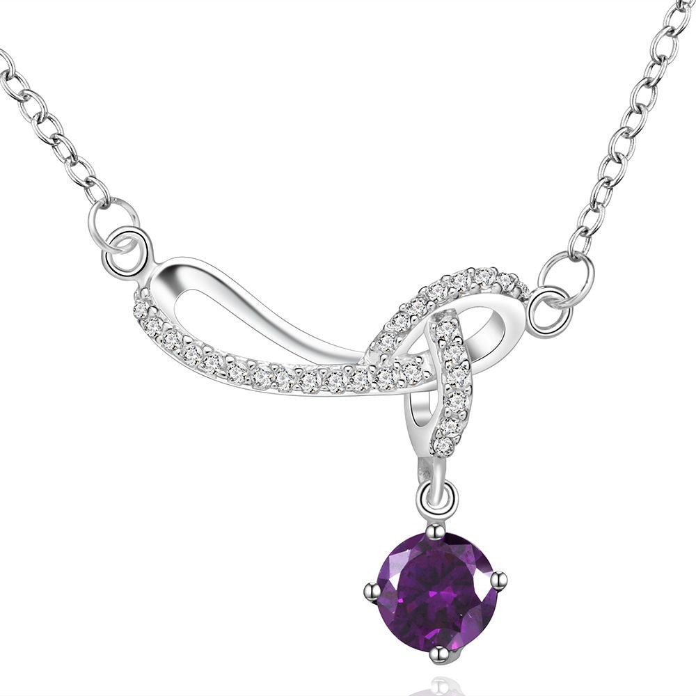 silver plated chain stone bow necklaces pendants for women men jewelry smtn537 J4U66