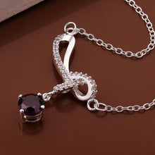 silver plated chain stone bow necklaces pendants for women men jewelry smtn537 J4U66