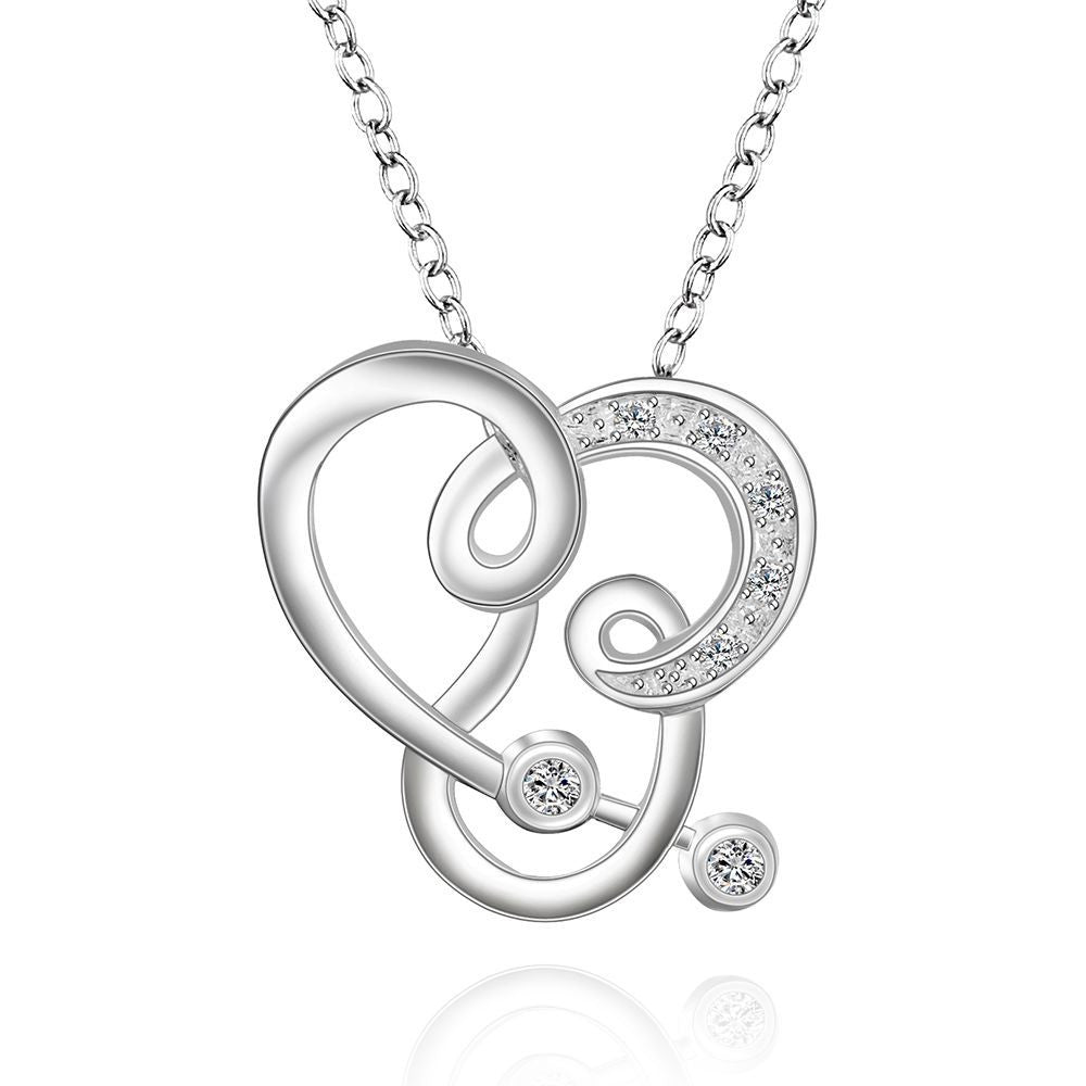 silver plated chain stone heart water drip necklaces pendants for women men jewelry smtn505 J4U66