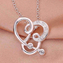 silver plated chain stone heart water drip necklaces pendants for women men jewelry smtn505 J4U66