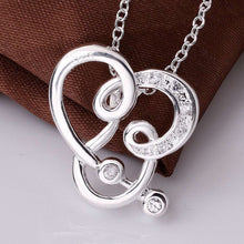 silver plated chain stone heart water drip necklaces pendants for women men jewelry smtn505 J4U66
