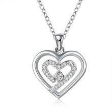 silver plated chain two heeart stone white necklaces pendants for women men jewelry smtn5 J4U66