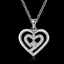 silver plated chain two heeart stone white necklaces pendants for women men jewelry smtn5 J4U66