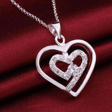 silver plated chain two heeart stone white necklaces pendants for women men jewelry smtn5 J4U66
