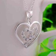 silver plated chain two heeart stone white necklaces pendants for women men jewelry smtn5 J4U66