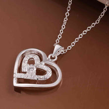 silver plated chain two heeart stone white necklaces pendants for women men jewelry smtn5 J4U66