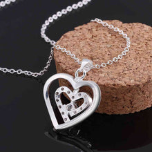 silver plated chain two heeart stone white necklaces pendants for women men jewelry smtn5 J4U66