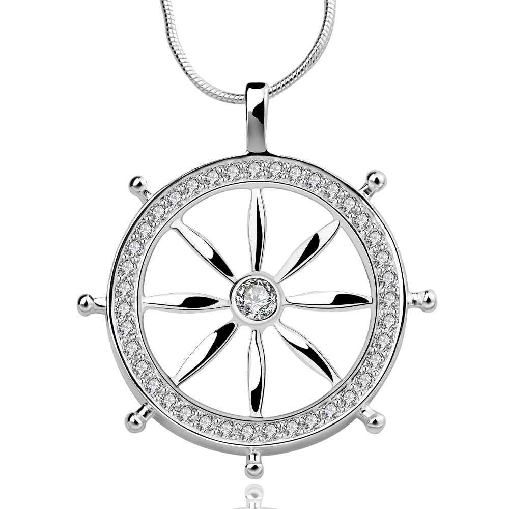 silver plated chain wheel necklaces pendants for women men jewelry smtn7 J4U66