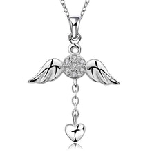 silver plated chain wings and heart necklaces pendants for women men jewelry smtn74 J4U66