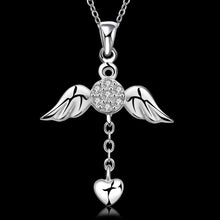 silver plated chain wings and heart necklaces pendants for women men jewelry smtn74 J4U66