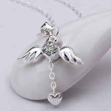 silver plated chain wings and heart necklaces pendants for women men jewelry smtn74 J4U66