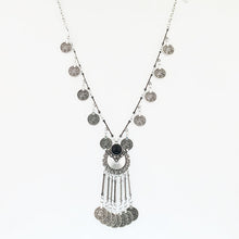 women Bohemian Vintage Coin Long Pendant Necklace Silver Chain Gypsy Tribal Ethnic silver jewelry Tassel Necklace J4U66