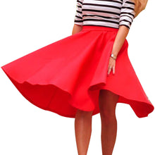 women Skirt fashion solid Vintage Women Stretch High Waist Skater Flared Pleated Swing Long Skirts women's clothing J4U66
