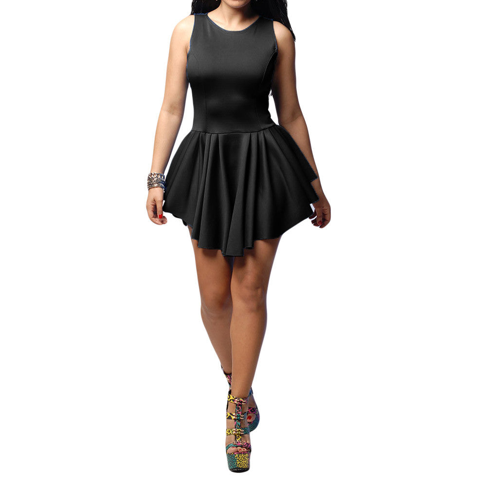 women dress solid sleeveless irregular hem dresses women pleated sexy causal bandage women dress plus size J4U66