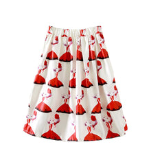 women skirt midi skirt girl print knee length elastic high waist a line pleated skirt black beige jupe femme J4U66