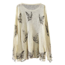 women sweater Hole Butterfly Pattern O-Neck Pullover Sweater Style Ladies Casual Coat Tops J4U66