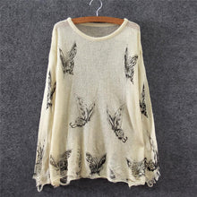 women sweater Hole Butterfly Pattern O-Neck Pullover Sweater Style Ladies Casual Coat Tops J4U66