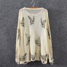 women sweater Hole Butterfly Pattern O-Neck Pullover Sweater Style Ladies Casual Coat Tops J4U66